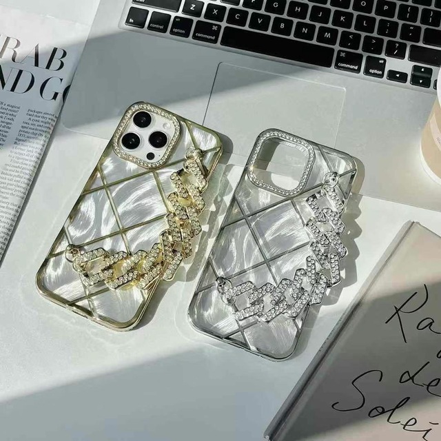 Crystal Transparent Diamond Lens Frame Phone Case With Shiny Bracelet for iPhone 16 15 14 13 12 11 Pro Max Diamond Phone Case