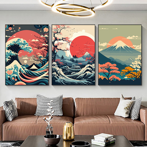 Arte de Pared para Sala de Estar, Lienzo con Diseño de Flor de Cerezo y Monte Fuji de Japón, Decoración para el Hogar, Impresión en Lienzo - Product Image 3