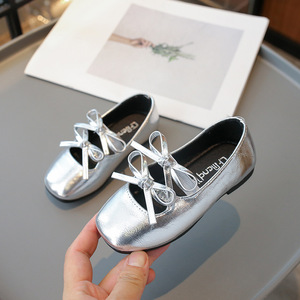 Nuove Ballerine Primaverili e Autunnali in Stile Coreano per Ragazze, Punta Quadrata con Doppio Fiocco, Scarpe per Bambini Morbide e Comode - Product Image 1