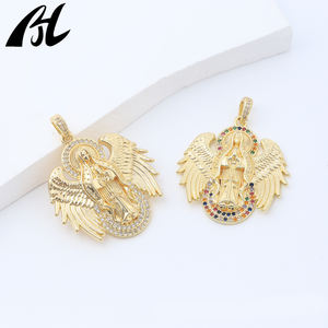 قلادة العذراء مريم ذات الأجنحة الذهبية C-807، سيدة غوادالوبي مع أجنحة من الأحجار الكريمة الملونة، قلادة ملاك الحماية، هدية مجوهرات - Product Image 3