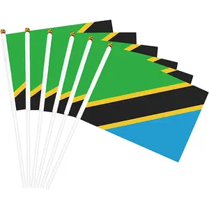 ポリエステルタンザニアタンザニアンカラーなしバックとフロントの小さなハンドヘルドフラッターフラグ全国イベントの装飾用