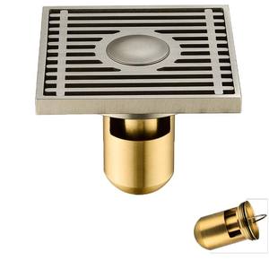 Drain de sol de douche carré moderne siphon de sol oxydé avec graphique à grille amovible pour salle de bain appartement - Product Image 3