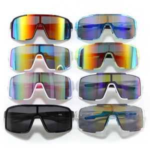 Cycling Sports Sunglasses <b>Large</b> <b>Frame</b> Colorful Mirror Lens Anti Slip Protective Glasses For Men Outdoor Running Windproof - Product Image 4