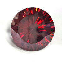 Grande taille 35 mm, pierre de zircone cubique rouge ronde, grande taille, 16 cœurs 16 flèches, pierres précieuses en vrac