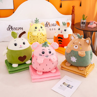 Couette fruits en peluche super douce 2 en 1 avec logo personnalisable pour enfants sieste canapé coussin climatisation couverture PP coton pour anniversaire