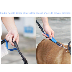 Tali Anjing 5 in 1 Kustom Grosir, Tali Anjing Lari Bebas Tangan Bahan Nylon Mewah Reflektif dengan Kantong Resleting - Product Image 3