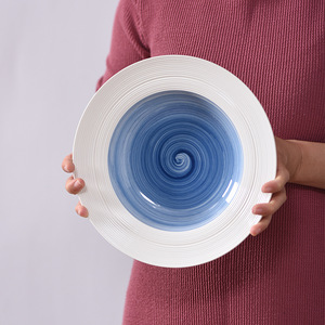 Plato plano de porcelana ecológico de 8/10 pulgadas para Hotel, restaurante, <span class=keywords><strong>Pasta</strong></span> occidental y bistec, plato de cerámica cepillado elegante - Product Image 4