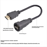 Connecteur étanche avec câble de 2 m, fileté, 4K60HZ, IP67, mâle, coudé droit, boîtier PA66/Silicone