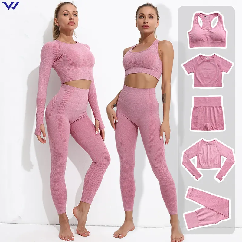 Yüksek kaliteli seks sıkı şekillendirme Yoga kıyafeti 2 adet 3 adet 5 adet Yoga setleri kadınlar spor Fitness salonu eğitim giyim