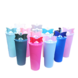 Pajita de plástico con diseño de lazo y diamantes para botella de agua con diseño de durian, vaso de café, aplicable para la vuelta al cole y para bebidas hervidas - Product Image 4