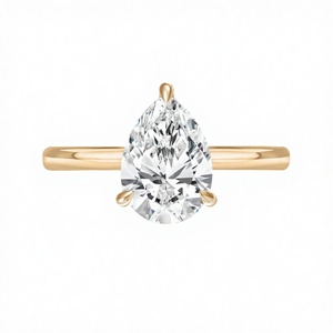 Bague de fiançailles en or Stonewels 1 carat, diamant de laboratoire HPHT CVD de forme poire, bijoux en or massif, certifié IGI, VVS2, coupe excellente - Product Image 2