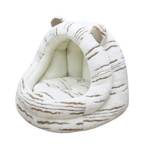 Bear Shaped Semi-Enclosed Pet Bed Plush Semi-Enclosed Cat Dog House Warm Indoor Pet Nest Cozy Rest Bed for <b>Small</b> Medium Dogs Cat - Product Image 1
