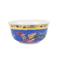 RZFA37-A-B-C-D Jingdezhen mangkuk keramik 4.5 inci latar belakang biru hijau kuning bunga Phoenix dan meja pola burung