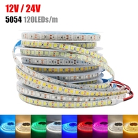 5054 bande de LED 12V 120LEDs/m IP20 étanche ruban flexible lampe avec connecteur DC blanc chaud blanc froid bleu