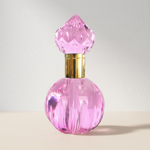 Crystal Coast Blue Faceted Glass Spray Printed Perfume <b>Bottle</b> with Gold Metal Cap and Round <b>Stopper</b> Design - Product Image 4