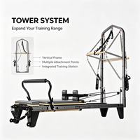 Reformer Pilates Multifonction Noir pour Demi-Tourneuse, Portable, Réglable, Écologique, pour la Rééducation et le Remodelage Corporel