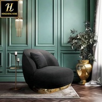 Meubles de designer uniques Nobility, velours et base en cuivre pur, canapés noirs dorés de luxe pour villas ou hôtels