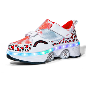Zapatos con ruedas retráctiles, 4 ruedas, suela TPR, zapatillas populares de doble <span class=keywords><strong>fila</strong></span>, zapatos con ruedas para niños y niñas - Product Image 2