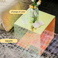 Table basse en acrylique unique pour designers de meubles, table d'appoint en acrylique pour salon, fabricant de tables de luxe à motif damier