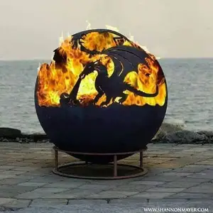 Decorative Globe Fire Pit Garden Backyard Wood Burner Custom Design Outdoor Fire Sphere