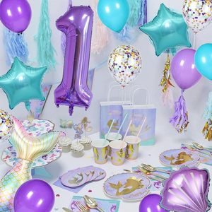 Decoraciones <span class=keywords><strong>de</strong></span> Cumpleaños <span class=keywords><strong>de</strong></span> Sirena, Juego <span class=keywords><strong>de</strong></span> Globos con Cola <span class=keywords><strong>de</strong></span> Sirena, Concha, Estrella, Globos <span class=keywords><strong>de</strong></span> Látex y Globo <span class=keywords><strong>de</strong></span> Número Metalizado para Cumpleaños - Product Image 4