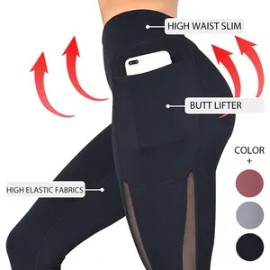Großhandel Guter Preis Hohe Taille Damen Fitness studio Hose mit Taschen Bauch Control Leggings Workout 4 Wege Stretch Nahtlose Yoga-Leggings