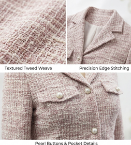 Conjunto de Dos Piezas <span class=keywords><strong>para</strong></span> <span class=keywords><strong>Mujer</strong></span>, Chaqueta Corta de Tweed y Vestido Midi sin Mangas, <span class=keywords><strong>para</strong></span> <span class=keywords><strong>Oficina</strong></span> o Ropa Formal Elegante, Fabricante OEM - Product Image 2