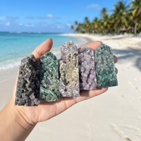 Nouveautés : Artisanat en pierres semi-précieuses, spécimens minéraux, tour de cristal en agate grappe violette naturelle à vendre