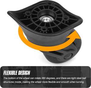 360 Degrés Pivotant <span class=keywords><strong>Spinner</strong></span> Bagages <span class=keywords><strong>Valise</strong></span> Roues De Rechange Plastique Durable Léger Noir - Product Image 4