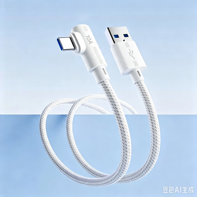 240W Super Flash Charge 10A Weaving Braided Data Cable Elbow Connector Compatible for for USB-C Phones