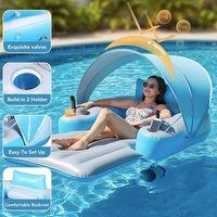 Bouée de piscine motorisée, chaise longue gonflable électrique rechargeable avec auvent, flotteurs pour lac et rivière avec double moteur, pour les fêtes et les vacances