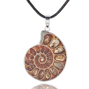 Collares con Colgante de Piedra de Amonita Natural para Mujer y Hombre, Estilo Vintage, Joyería de Moda Única para la Playa y Regalos de Cumpleaños - Product Image 1