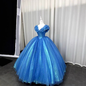 princess polly baby blue dress Cosplay Costume Cinderella Dress Photo Princess Cinderella Silver Blue  Brocade Cosplay Costume With Boning Concealed Zipper