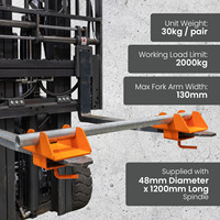 Accessoire de manutention pour chariot élévateur en acier, capacité 2000 kg, pour bobines et tambours de câbles, robuste, avec étriers pour le transport en entrepôt