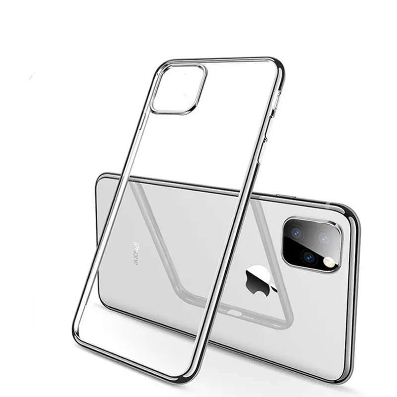 New Soft TPU Clear Simple 6D Plating Gold Cell Phone Case Cover for iPhone 14 13 11 Pro Max 7S 8Plus