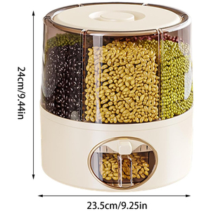 Dispensador de Granos Giratorio de 6 Compartimentos, Contenedor de Almacenamiento de Granos para Cocina, Dispensador de Granos a Presión a Prueba de Insectos - Product Image 2