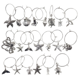 <b>Ocean</b> Theme Wine Glass Charms Metal Reusable Drinkware Accessories for Red Wine Party Identification - Product Image 2
