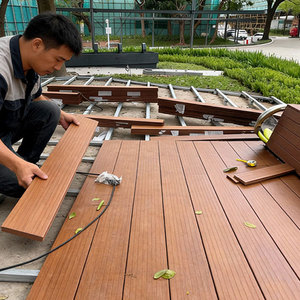 <span class=keywords><strong>Suelo</strong></span> de Bambú Tejido Natural, Resistente al Agua, Parqué para Exteriores, Instalación Flotante, Tratamiento de Superficie Color Carbón - Product Image 5