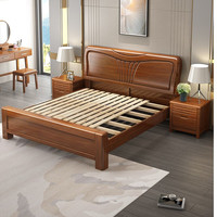 Lit en noyer de style chinois pour chambre à coucher, 1,8 m, 1,5 m, lit double, moderne, simple, en bois massif, meubles en gros