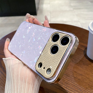 Custodia di Lusso Premium con Glitter Lucidi e Motivo a Conchiglia Diamantata per <span class=keywords><strong>iPhone</strong></span> 17 Pro Max 16 15 <span class=keywords><strong>14</strong></span> 13, Cover Protettiva Completa per Fotocamera - Product Image 4
