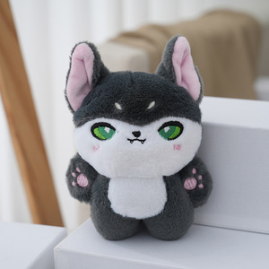 Porte-clés en peluche loup aux grands yeux, style dessin animé mignon, jouet animal en peluche, breloque, poupée en peluche - Product Image 1