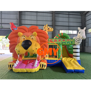 Castillo Inflable con Tobogán y Piscina con Temática de Zoológico, Castillo Inflable con Diseño de <span class=keywords><strong>León</strong></span> y Panda, Parque Infantil Inflable para Niños en Venta - Product Image 2