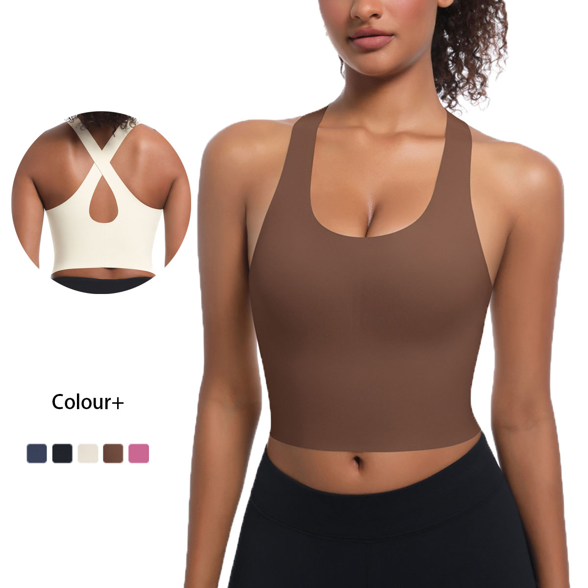 Women Sexy Cross Back Yoga Bra Lady Fashion Solid Color Gym Top Female Halter Fitness Top Clothes