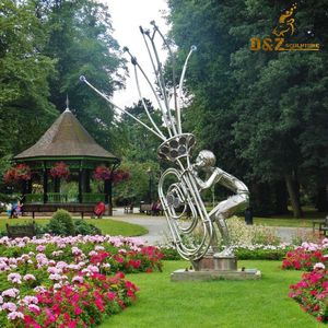 Sculpture de <span class=keywords><strong>harpe</strong></span> extérieure en acier inoxydable de haute qualité avec éclairage, nouveau design moderne - Product Image 4