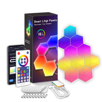 Lumière LED créative DIY intelligente avec application et commande vocale, synchronisation musicale, lumière hexagonale en nid d'abeille, cadeau de nuit, lumière ambiante murale et de plafond