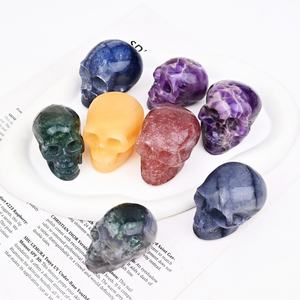 Crânes sculptés à la main en cristal naturel de haute qualité, améthyste et <span class=keywords><strong>agate</strong></span> mousse, pour la décoration intérieure (vente en gros) - Product Image 3