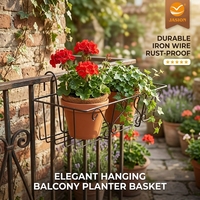 Support de pot de fleurs suspendu en métal robuste pour balcon, terrasse, clôture et jardin