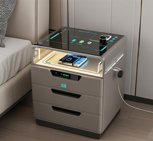 Hot Sale Wooden Bedroom <strong>Furniture</strong> <strong>Smart</strong> Bedside Table Modern Nightstands with USB Wireless Charging - Product Image 6