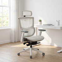 Chaise de bureau ergonomique en maille complète, confortable, moderne, blanche, à dossier haut, pivotante, réglable, pour ordinateur, pour chef d'entreprise, pour manager