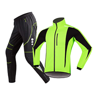 Combinaison de cyclisme sportive d'hiver pour hommes, pantalon de vélo épais pour l'extérieur, pantalon long thermique, veste réfléchissante